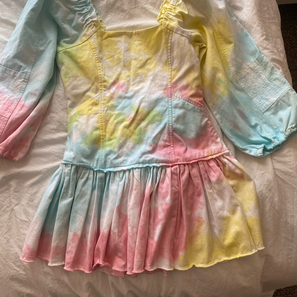 LoveShackFancy Yellow Tie-Dye Dress